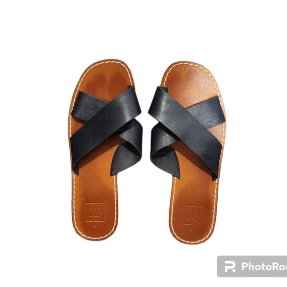 Gap Leather Black Flats/Slides - Picture 1 of 2